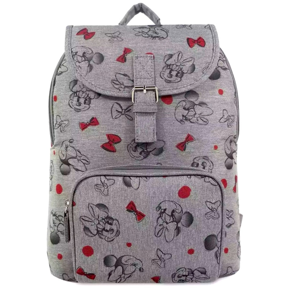 Minnie Backpack - Grey with bows and polka dots